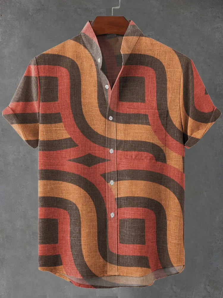 Lachlan – Vintage 70s-Inspired Retro Print Shirt with Breathable Fabric