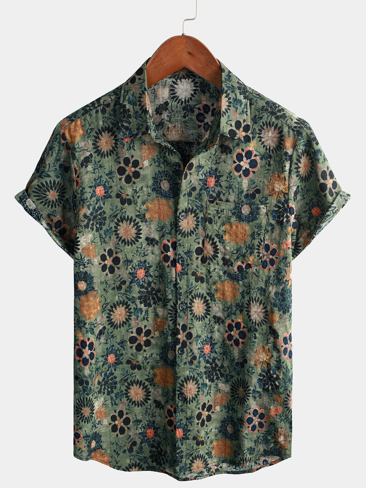 Hunter – Vintage Green Hawaiian Cotton Floral Shirt