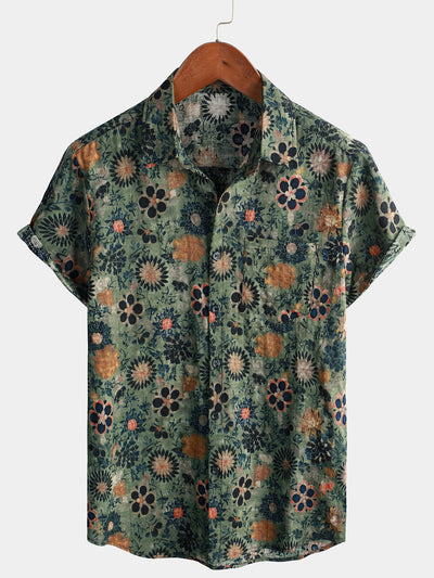 Hunter – Vintage Green Hawaiian Cotton Floral Shirt
