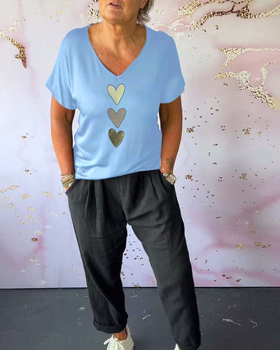 Short Sleeve V-Neck Blouse
