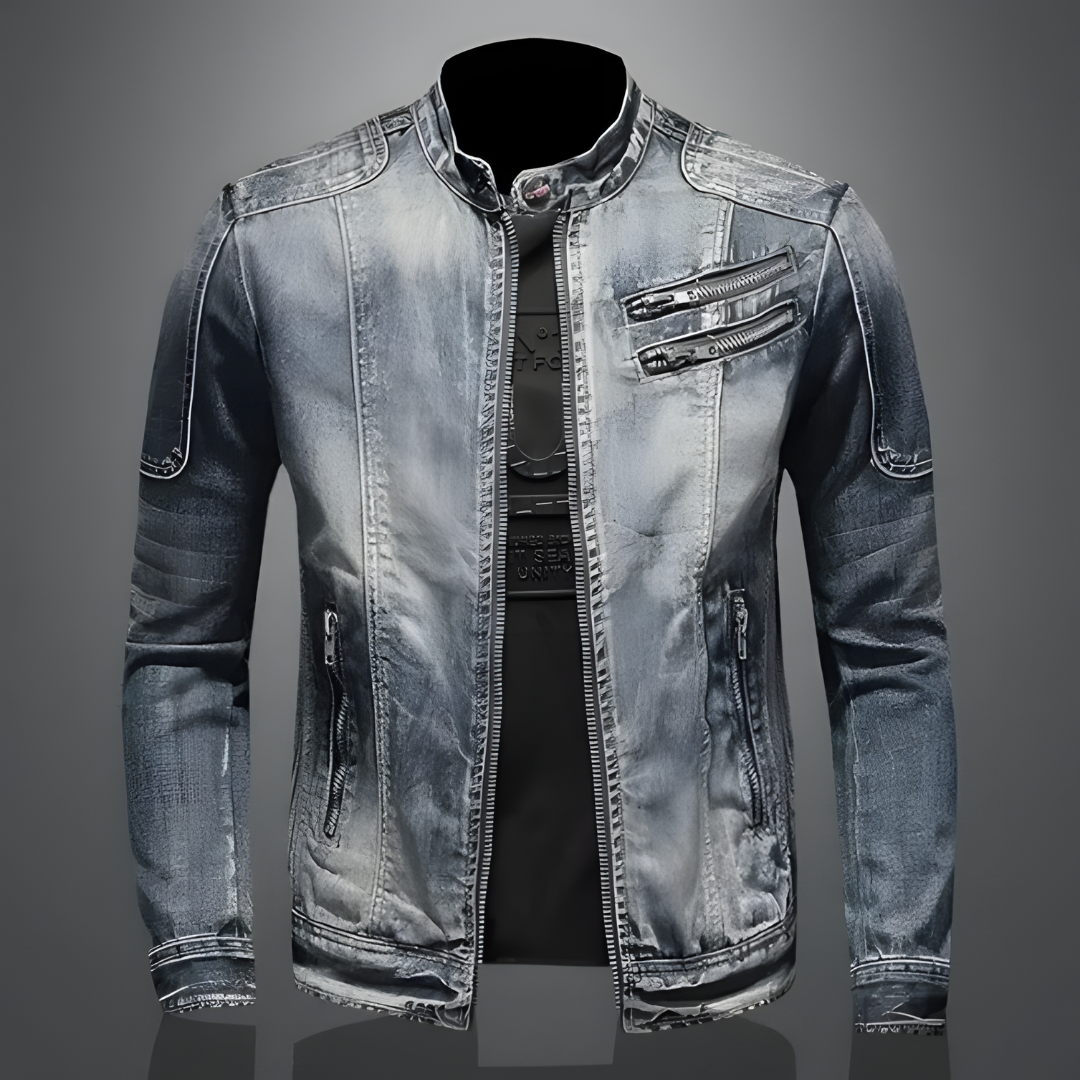 Ronan – Vintage Biker-Style Denim Jacket