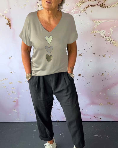 Short Sleeve V-Neck Blouse