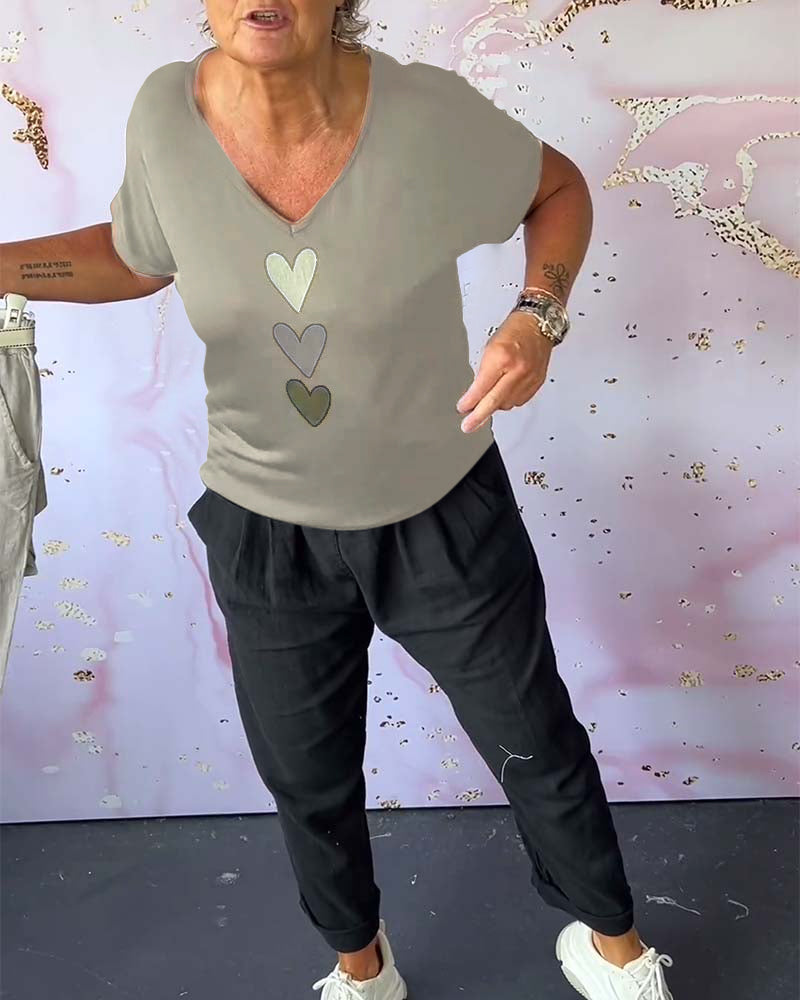 Short Sleeve V-Neck Blouse
