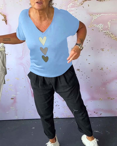 Short Sleeve V-Neck Blouse
