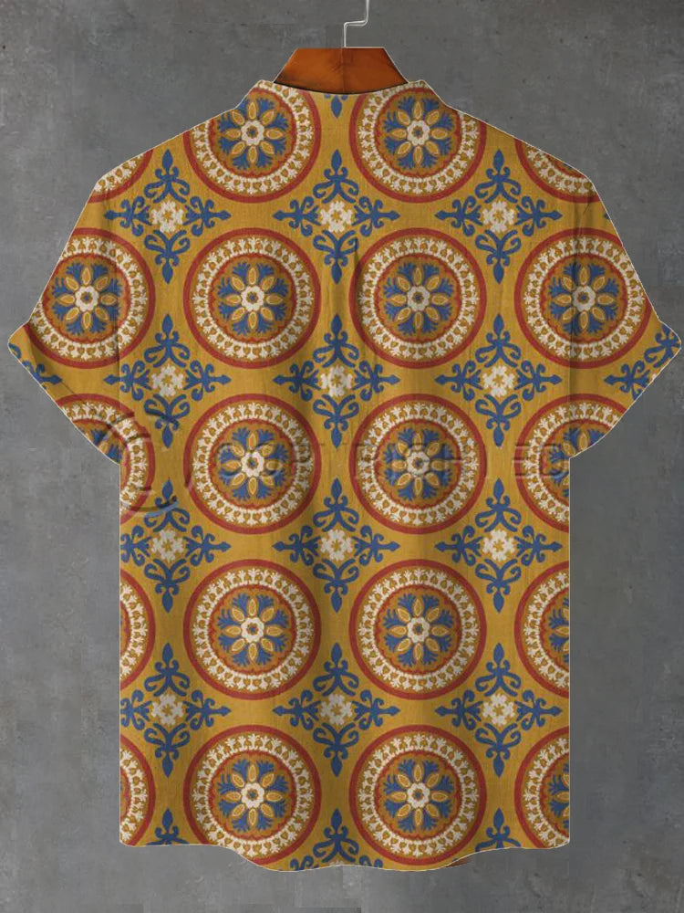 Sebastian – Vintage Carpet Pattern Print Shirt with Breathable Fabric