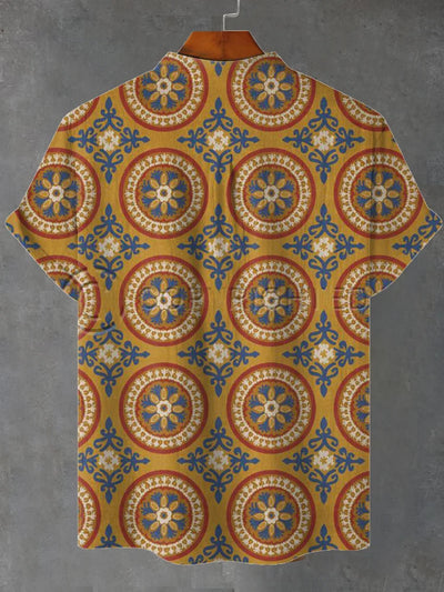 Sebastian – Vintage Carpet Pattern Print Shirt with Breathable Fabric