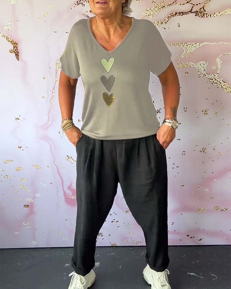 Short Sleeve V-Neck Blouse