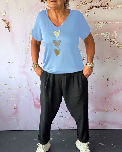 Short Sleeve V-Neck Blouse