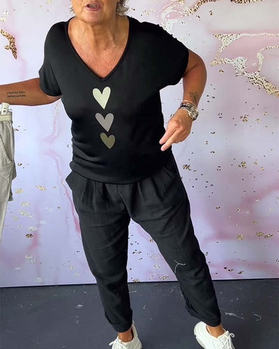 Short Sleeve V-Neck Blouse