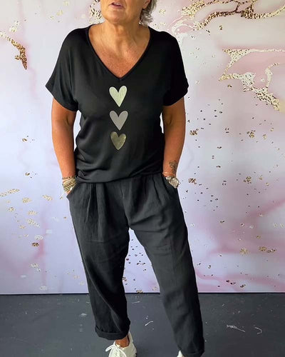 Short Sleeve V-Neck Blouse