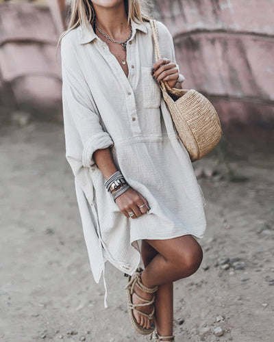 Elara – Chic Loose-Fit Shirt Dress for Effortless Style