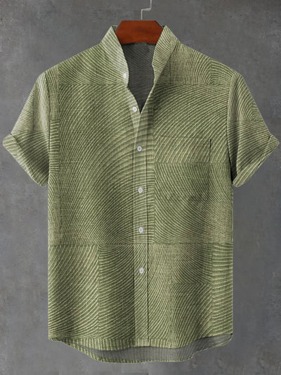 Oliver – Green Geometric Waves Print Shirt with Lightweight Breathable Fabric