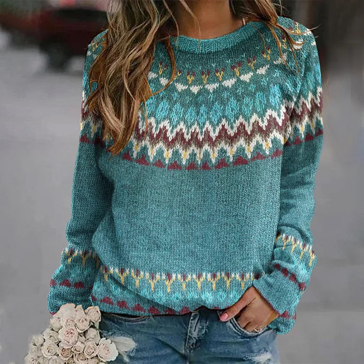 Nicole – Retro Wave Pattern Pullover