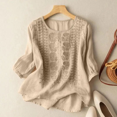 Seraphina – Embroidered Boho Blouse for Effortless Elegance