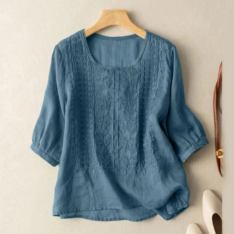 Seraphina – Embroidered Boho Blouse for Effortless Elegance