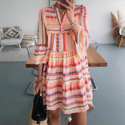 Elowen – Breezy Striped Boho Tunic Dress