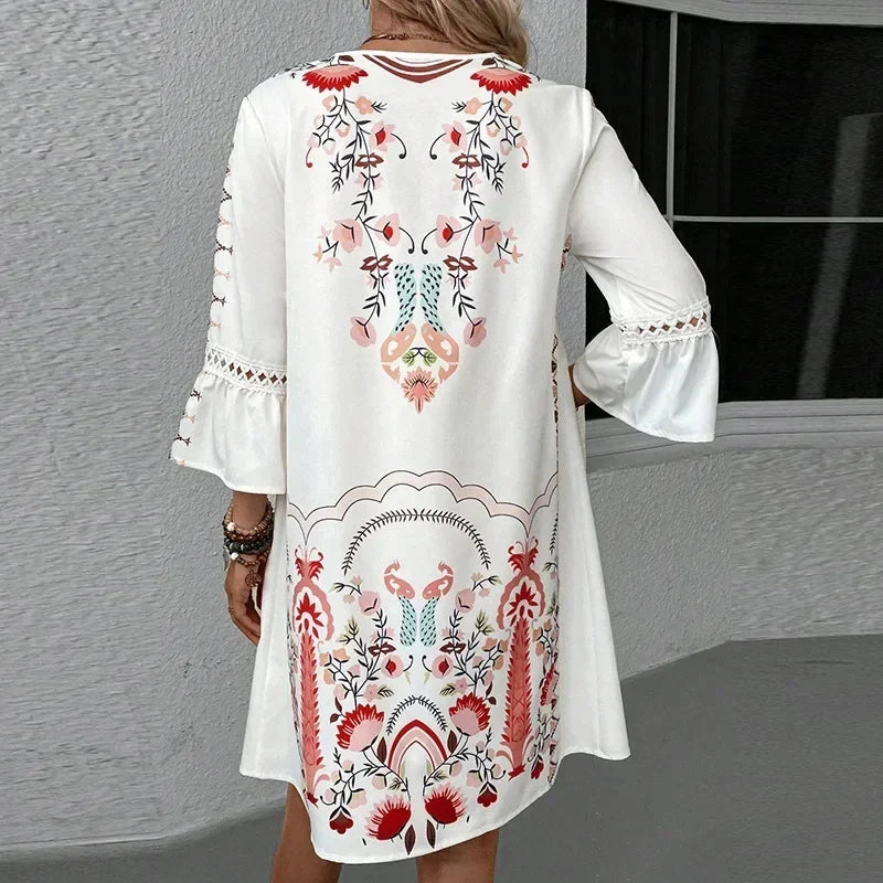 Soleil – Embroidered Boho V-Neck Maxi Dress