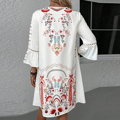 Soleil – Embroidered Boho V-Neck Maxi Dress