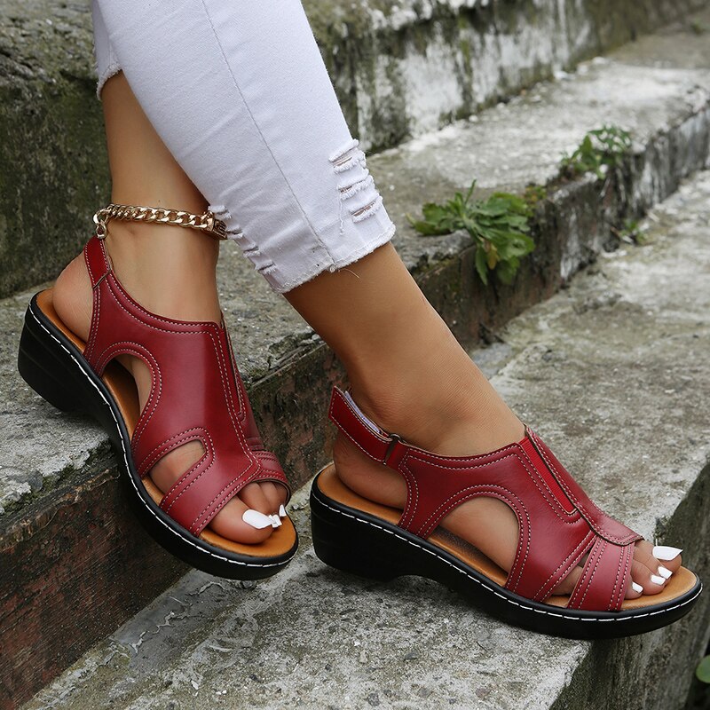 Elodie – Orthopaedic Leather Sandals with Arch Support & Pain Relief
