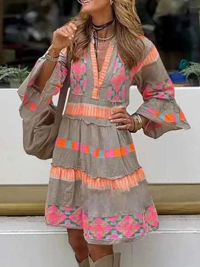Soleil – Embroidered Boho V-Neck Maxi Dress