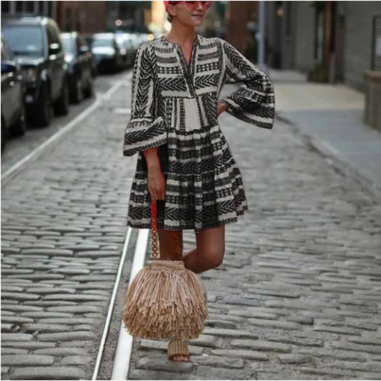 Elowen – Breezy Striped Boho Tunic Dress