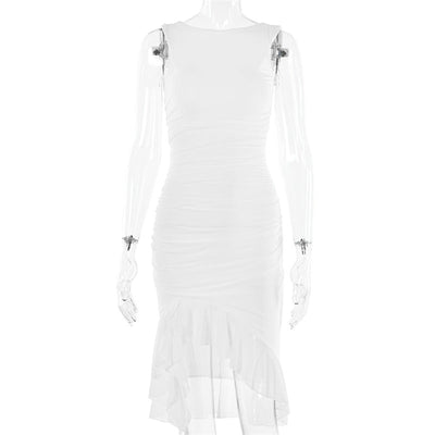 Rozz – Chic Midi Dress with Ruffles & Flattering Fit