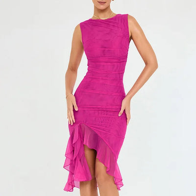 Rozz – Chic Midi Dress with Ruffles & Flattering Fit