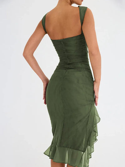 Rozz – Chic Midi Dress with Ruffles & Flattering Fit