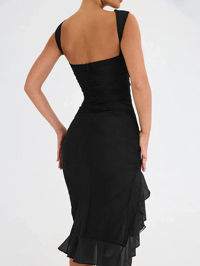 Rozz – Chic Midi Dress with Ruffles & Flattering Fit