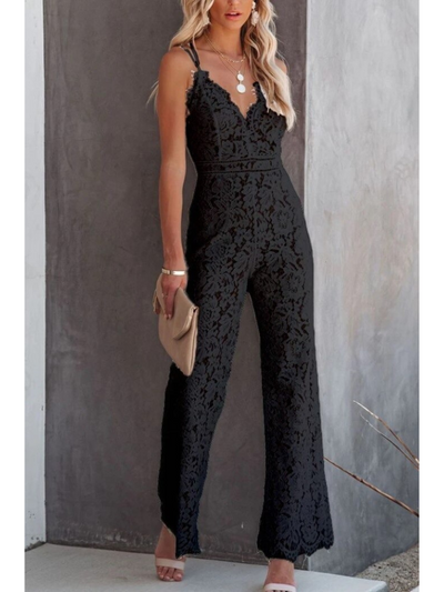 Felicia – Elegant V-Neck Jumpsuit with Lace Back & Flattering Fit