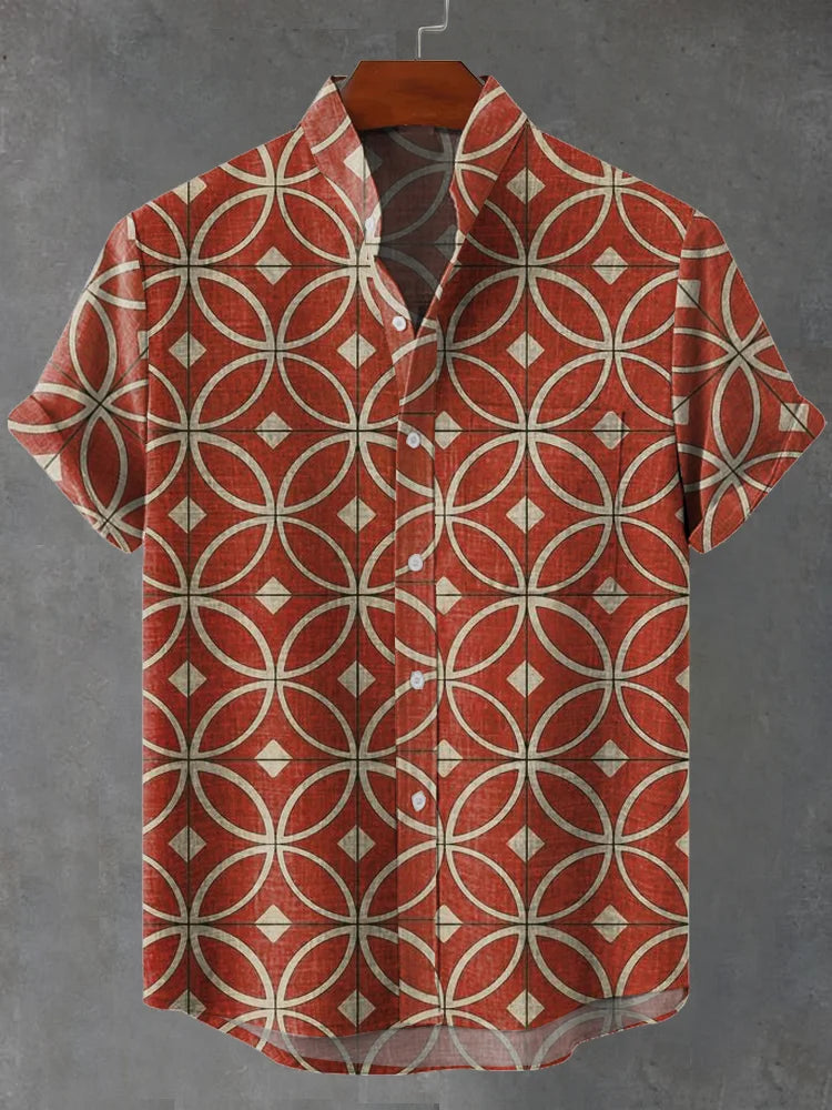 Mitchell – Vintage Carpet Pattern Print Shirt with Breathable Fabric
