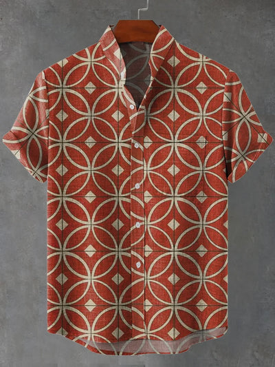 Mitchell – Vintage Carpet Pattern Print Shirt with Breathable Fabric
