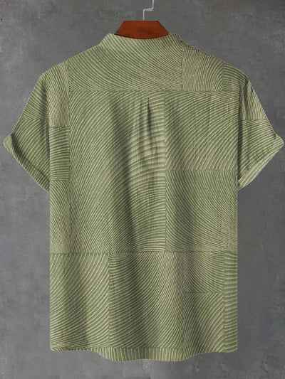 Oliver – Green Geometric Waves Print Shirt with Lightweight Breathable Fabric