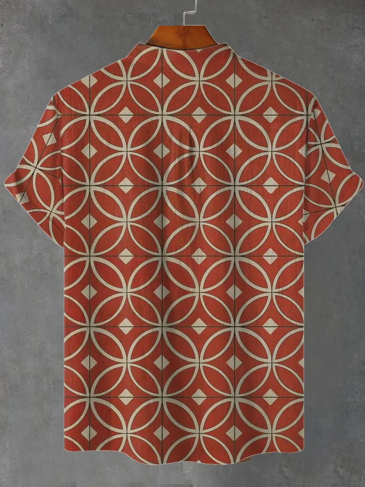 Mitchell – Vintage Carpet Pattern Print Shirt with Breathable Fabric