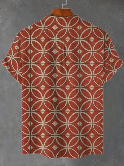 Mitchell – Vintage Carpet Pattern Print Shirt with Breathable Fabric