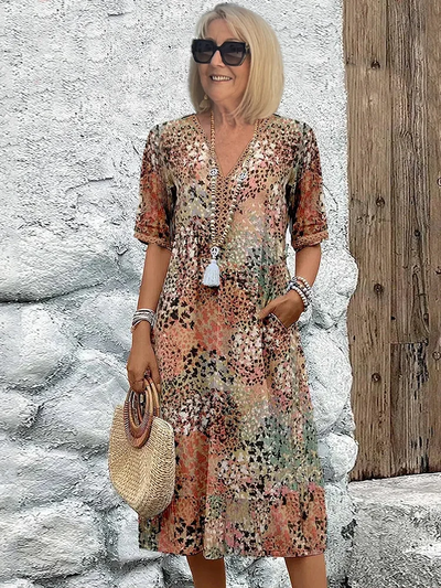Adeline – Vibrant Midi Dress with Chic Elegance