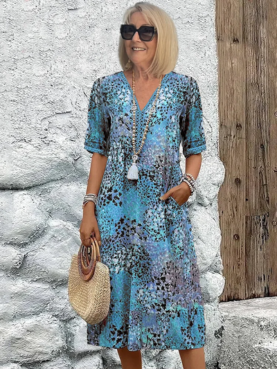 Adeline – Vibrant Midi Dress with Chic Elegance