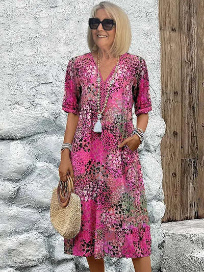 Adeline – Vibrant Midi Dress with Chic Elegance