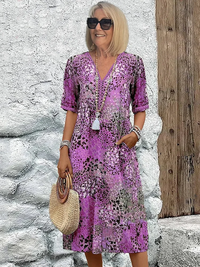 Adeline – Vibrant Midi Dress with Chic Elegance