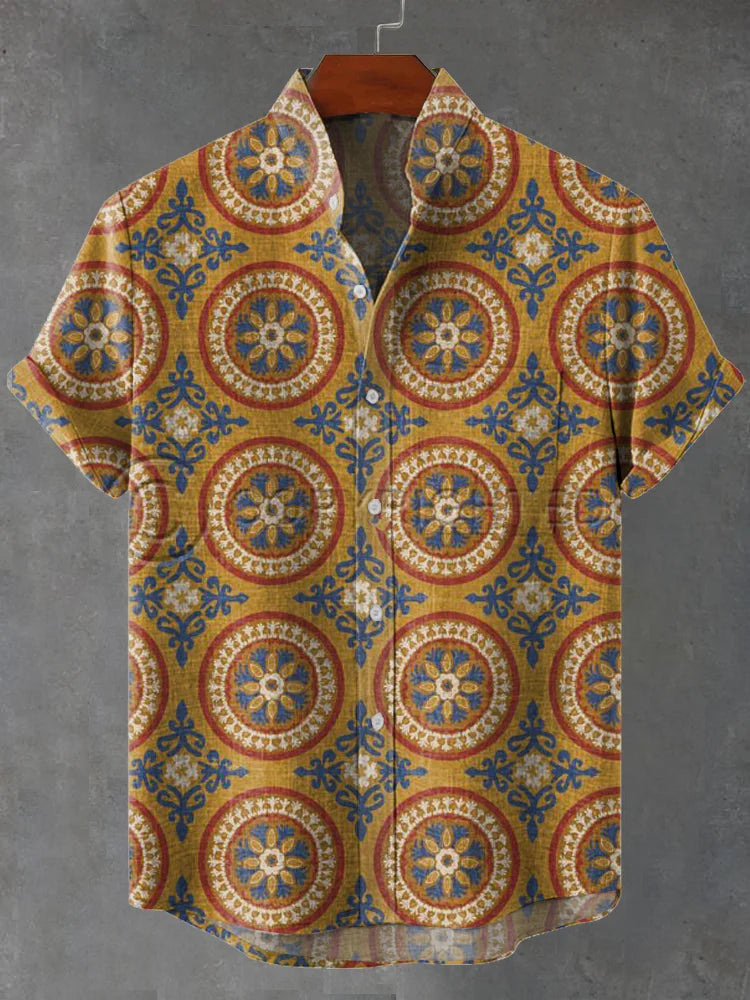 Sebastian – Vintage Carpet Pattern Print Shirt with Breathable Fabric