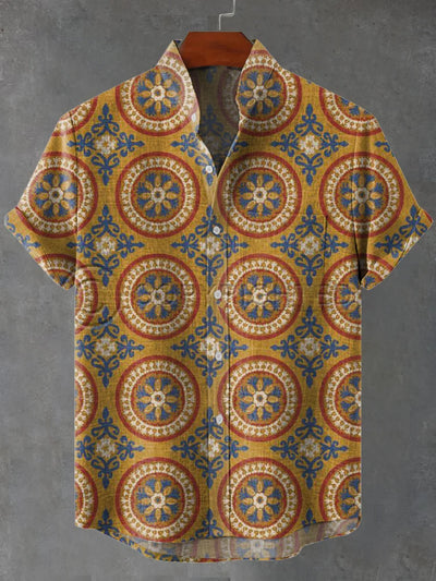 Sebastian – Vintage Carpet Pattern Print Shirt with Breathable Fabric