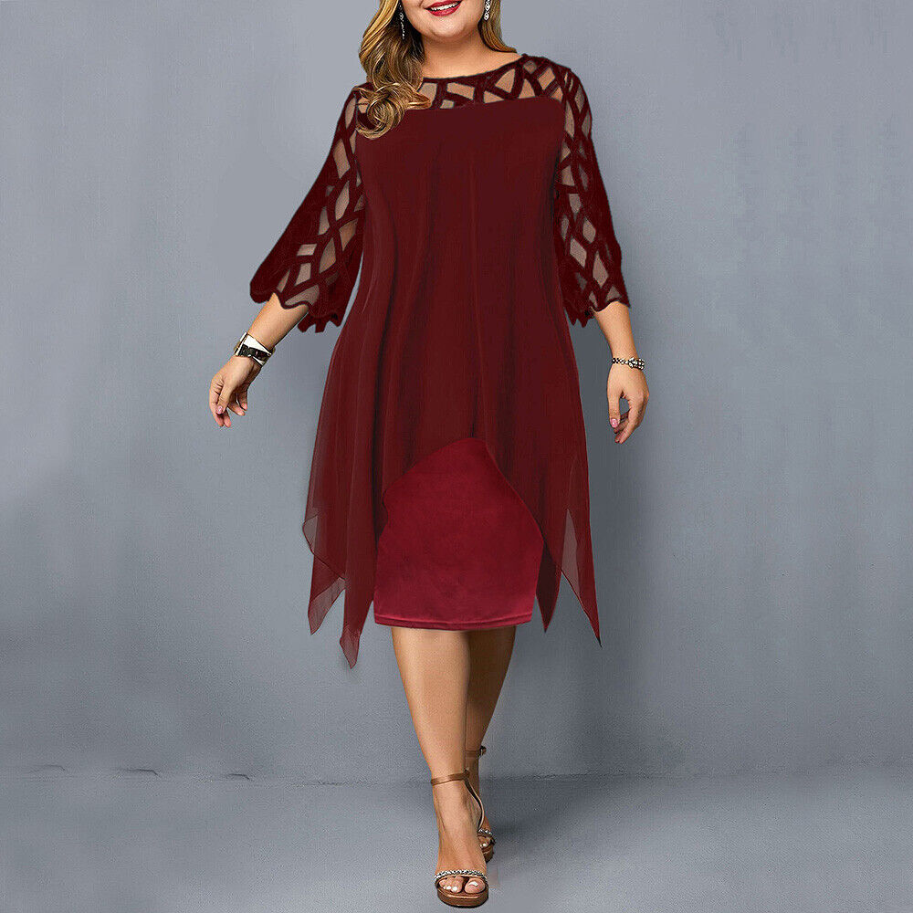 Leona – Plus Size Midi Dress with Flowy Fit & Elegant Design