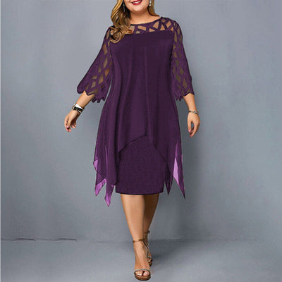 Leona – Plus Size Midi Dress with Flowy Fit & Elegant Design