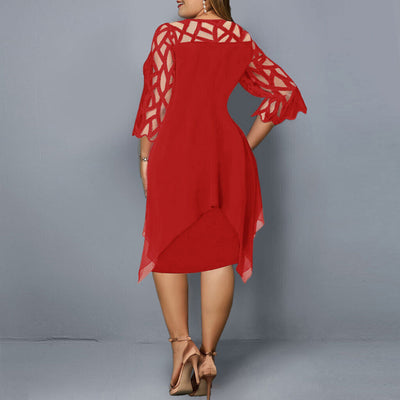Leona – Plus Size Midi Dress with Flowy Fit & Elegant Design